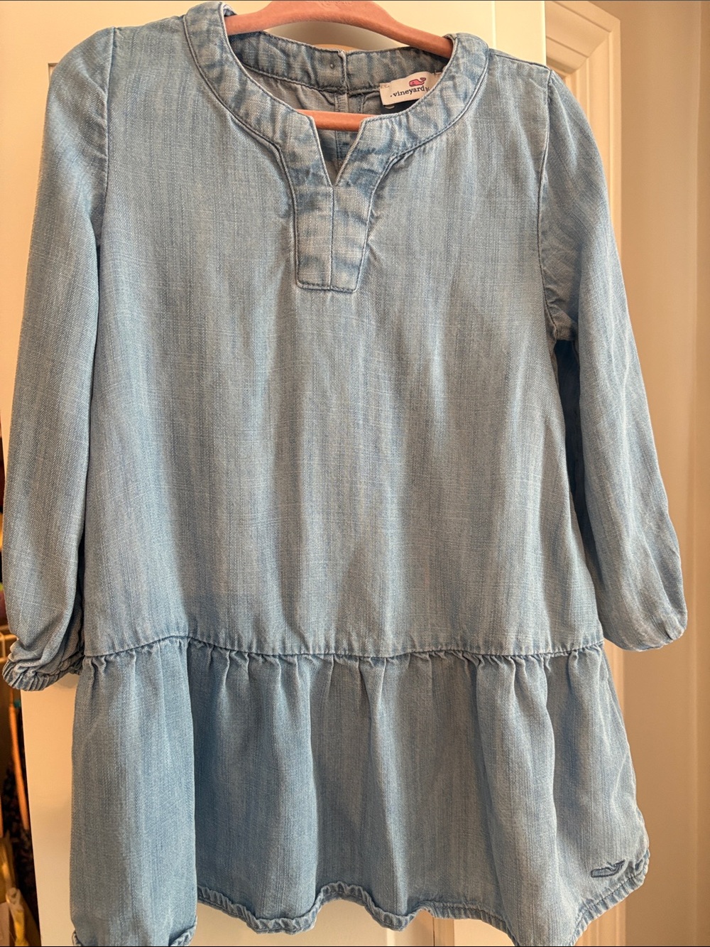 Vineyard Vines Light Denim Blue Girls' Tiered Tunic Dress - 3T